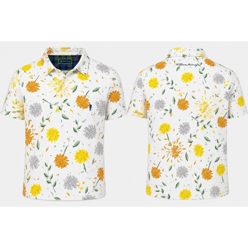 14632 WILLIAM Murray Shirt Men XXL PERFORMANCE ALL OVER PRINT STRETCH Golf Polo
